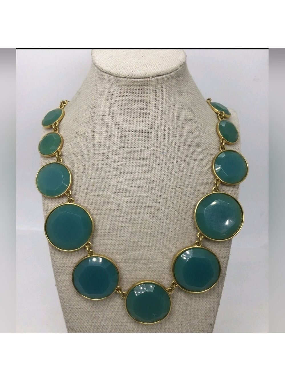 Kate Spade New York Bauble Box Omega Blue Statement Necklace EUC 22"